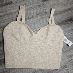 Wilfred Sicily Wool Cashmere Beige Knit Crop Bustier Top